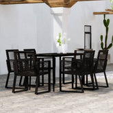 5 Piece Garden Dining Set Black